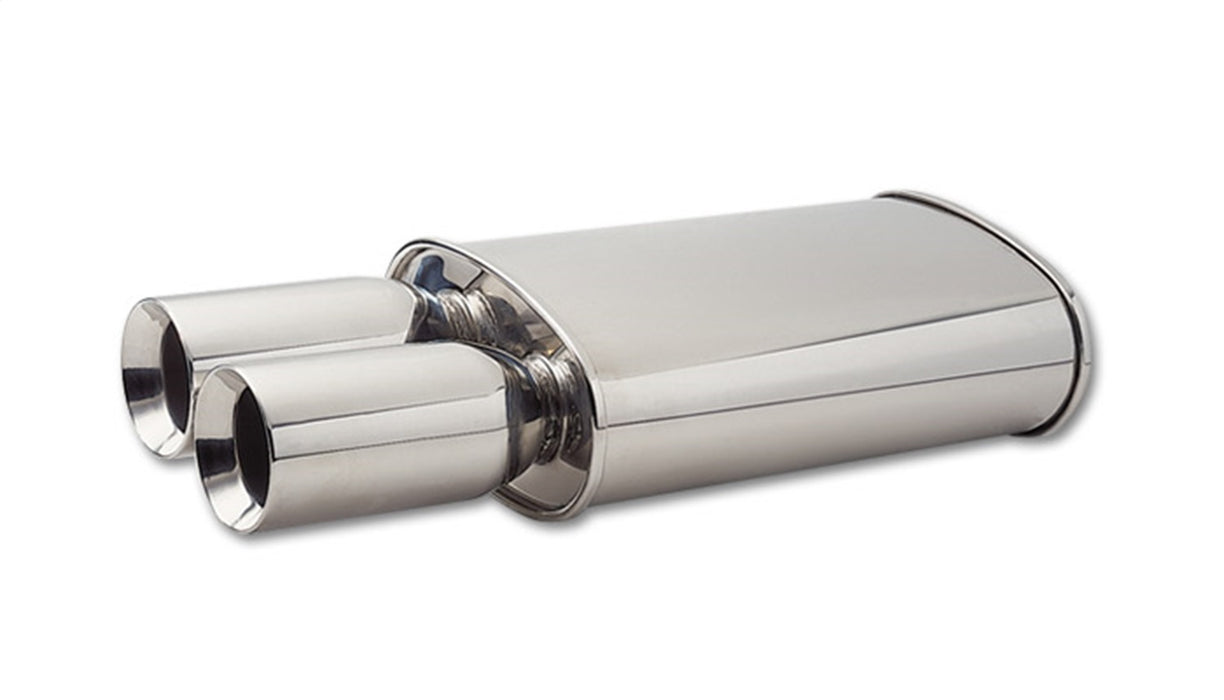 Vibrant Performance 1040 STREETPOWER Oval Muffler; w/Dual 3.5 in. Round Tips; 2.5 in. Inlet; w/8 in. Tip; - Truck Part Superstore