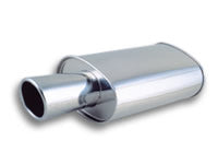 Vibrant Performance 1042 STREETPOWER Oval Muffler; w/4 in. Round Angle Cut Tip; 3 in. Inlet; w/8 in. Tip; - Truck Part Superstore