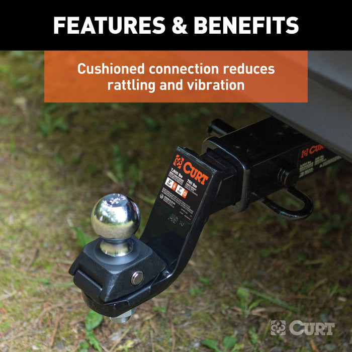 CURT 45143 RockerBall Cushion Hitch with 2in. Ball (2in. Shank; 7;500 lbs.; 3in. Drop) - Truck Part Superstore