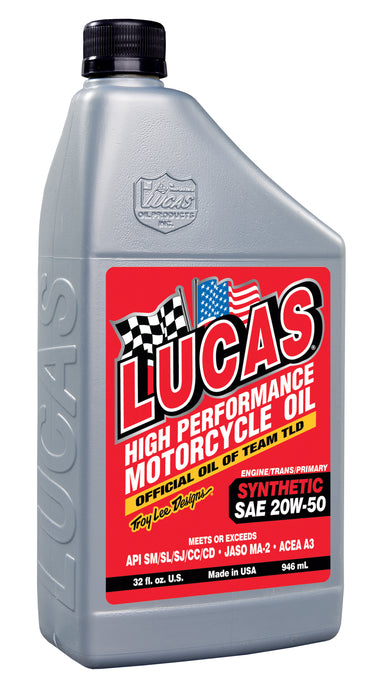 Lucas Oil Products 10702 Synthetic SAE 20W-50 Motorcycle Oil - Truck Part Superstore