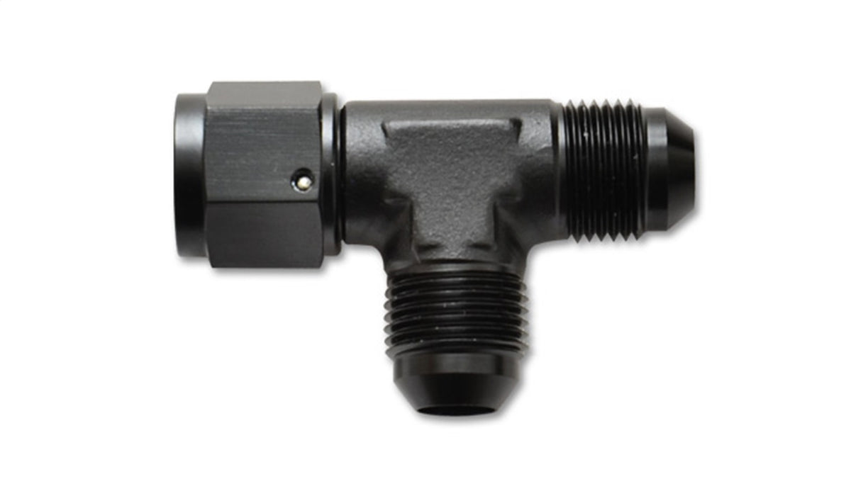 Vibrant Performance 10743 Tee Fitting; Size: -8AN; w/-8AN Female Swivel; 6061 Aluminum; Anodized Black; - Truck Part Superstore