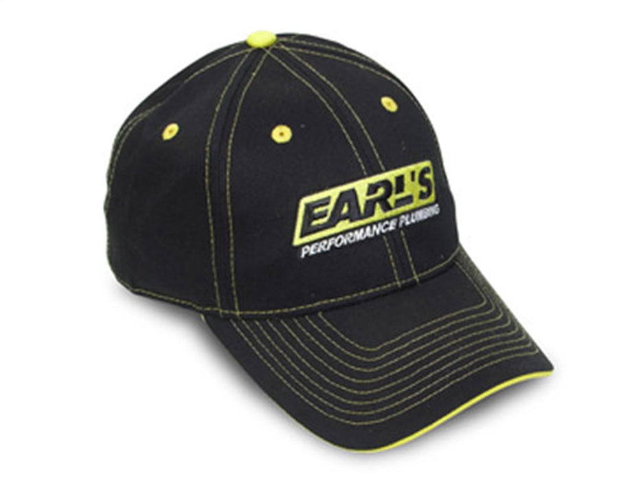 Earl's Performance 11001ERL Earls Cap; Black w/Yellow Trim; - Truck Part Superstore
