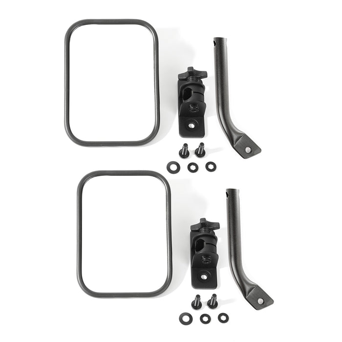 Rugged Ridge 11025.22 Stubby Trail Mirror; Rectangular; Textured Black; Pair; - Truck Part Superstore