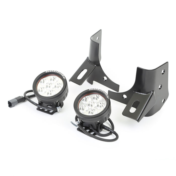 Rugged Ridge 11027.13 Windshield Bracket LED Light Kit; 3.5 in.; Round; Black; Pair; - Truck Part Superstore