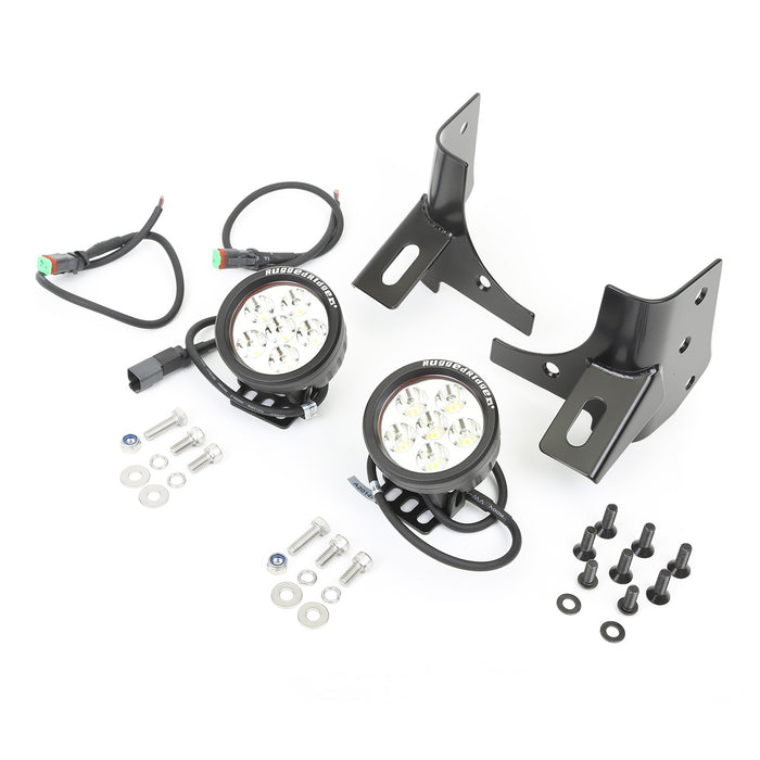 Rugged Ridge 11027.13 Windshield Bracket LED Light Kit; 3.5 in.; Round; Black; Pair; - Truck Part Superstore