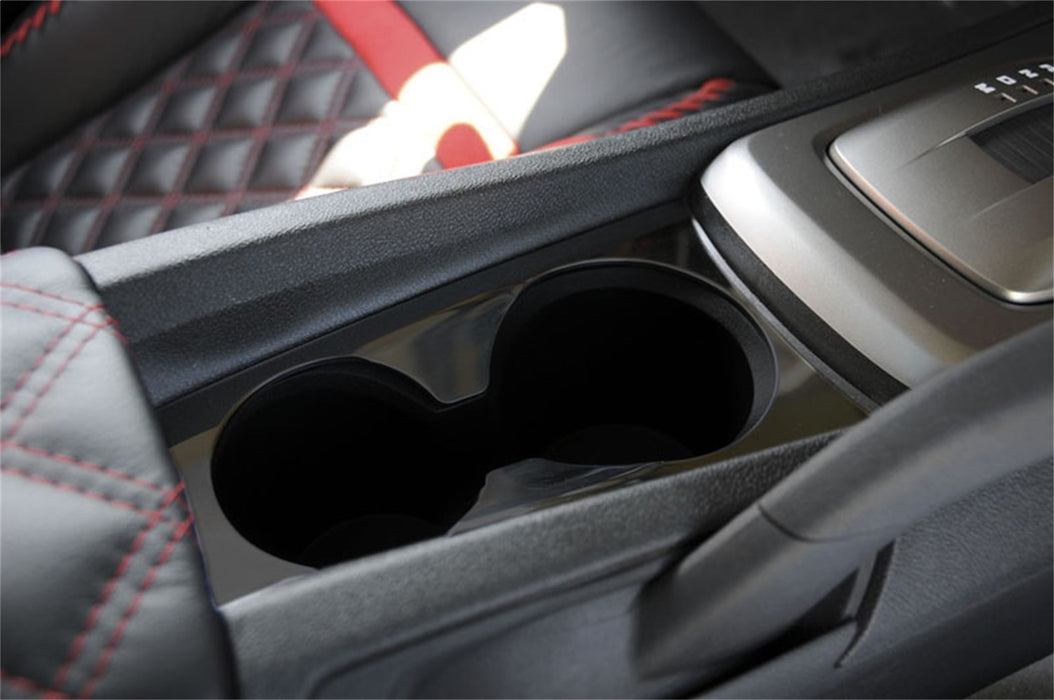 T-Rex Grilles 110281 T1 Series Cup Holder Trim; Stainless Steel; Black; 1 Pc; Tape On; - Truck Part Superstore