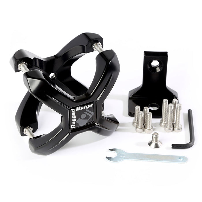 Rugged Ridge 11030.01 X-Clamp Light Mounting Bracket; Fits Tubes From 2.25 in. To 3 in.; Black; - Truck Part Superstore