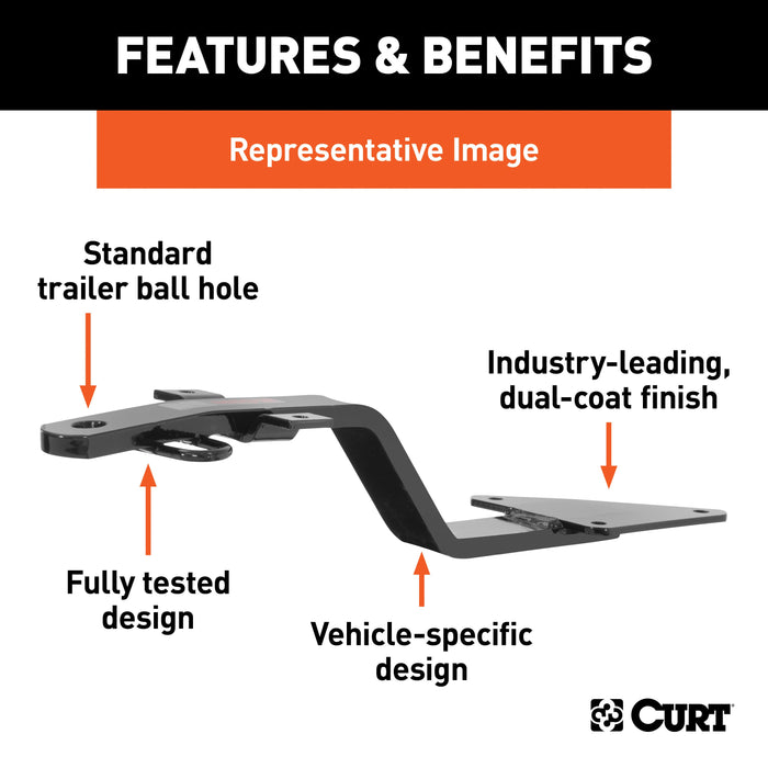 CURT 11036 Class 1 Fixed-Tongue Trailer Hitch with 3/4" Trailer Ball Hole - Truck Part Superstore