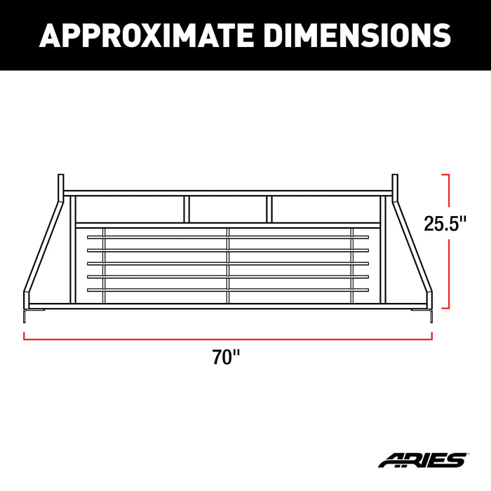 ARIES 111000 Classic Black Steel Headache Rack; Select Chevrolet; Ford; Dodge; GMC; Ram - Truck Part Superstore