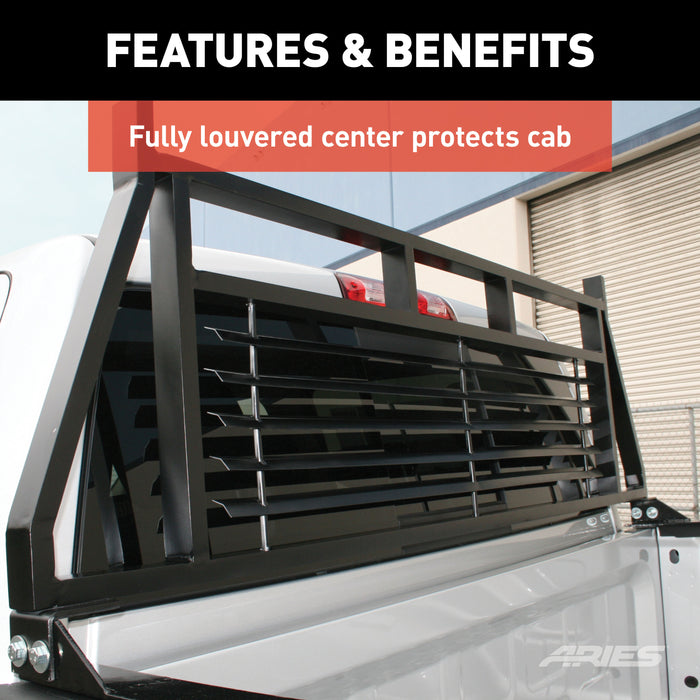 ARIES 111000 Classic Black Steel Headache Rack; Select Chevrolet; Ford; Dodge; GMC; Ram - Truck Part Superstore