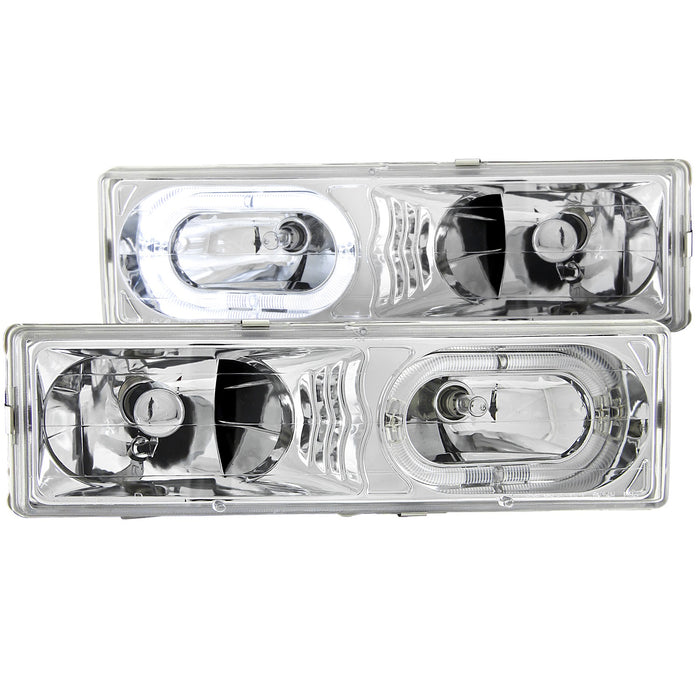 Anzo USA 111006 Crystal Headlight Set w/Halo; Clear Lens; Halo Clear; Chrome Housing; - Truck Part Superstore