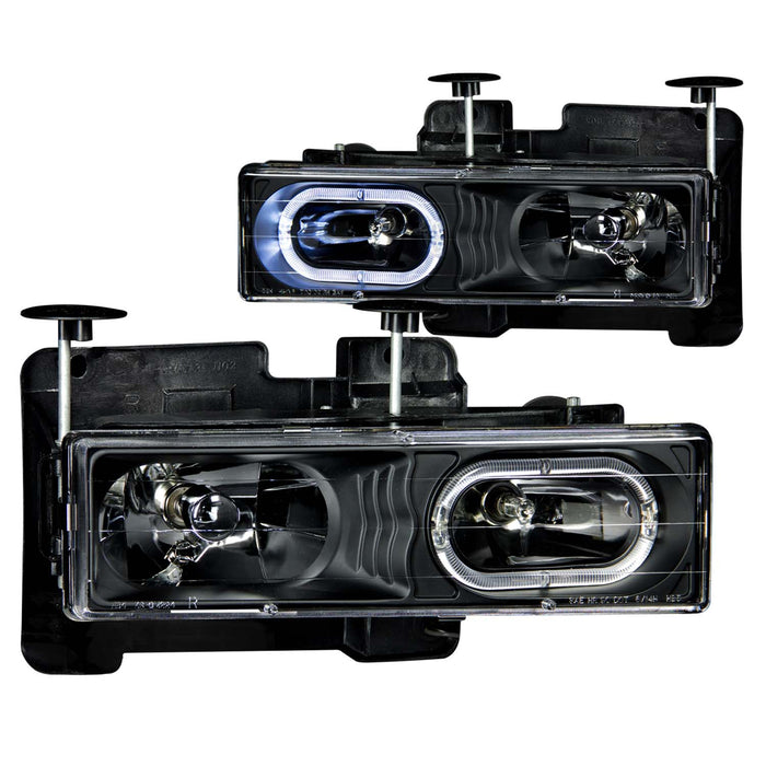 Anzo USA 111007 Crystal Headlight Set w/Halo; Clear Lens; Black Housing; Pair; - Truck Part Superstore
