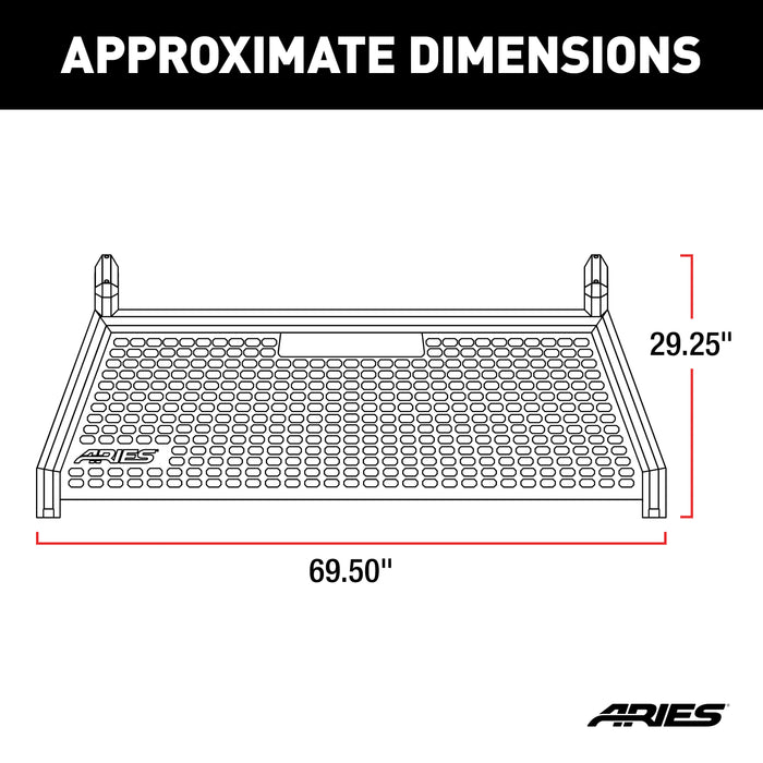 ARIES 1110104 AdvantEDGE Black Aluminum Headache Rack; Select Chevrolet Silverado; GMC Sierra - Truck Part Superstore