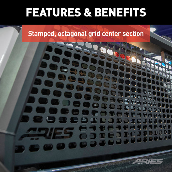 ARIES 1110104 AdvantEDGE Black Aluminum Headache Rack; Select Chevrolet Silverado; GMC Sierra - Truck Part Superstore