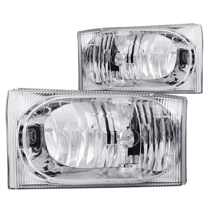 Anzo USA 111023 Crystal Headlight Set; Clear Lens; Chrome Housing; Pair; - Truck Part Superstore