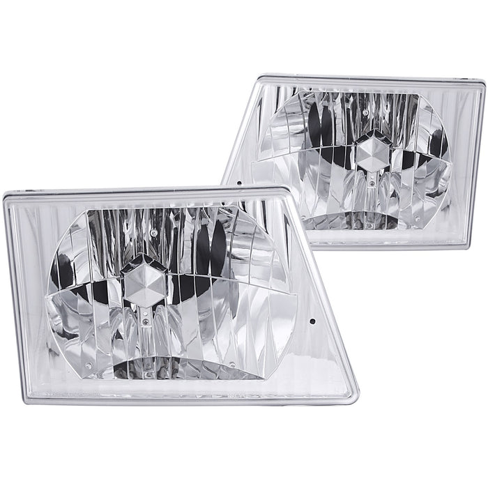 Anzo USA 111026 Crystal Headlight Set; Clear Lens; Chrome Housing; Pair; - Truck Part Superstore