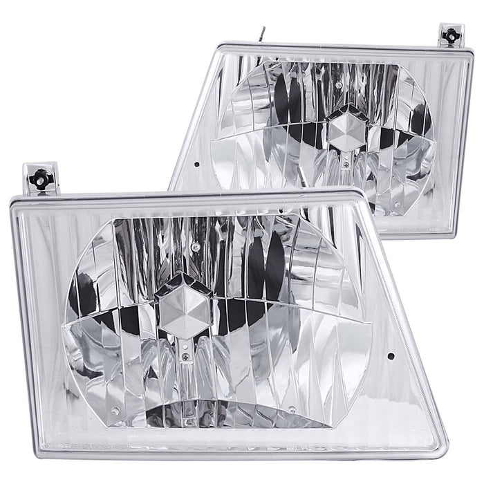 Anzo USA 111026 Crystal Headlight Set; Clear Lens; Chrome Housing; Pair; - Truck Part Superstore