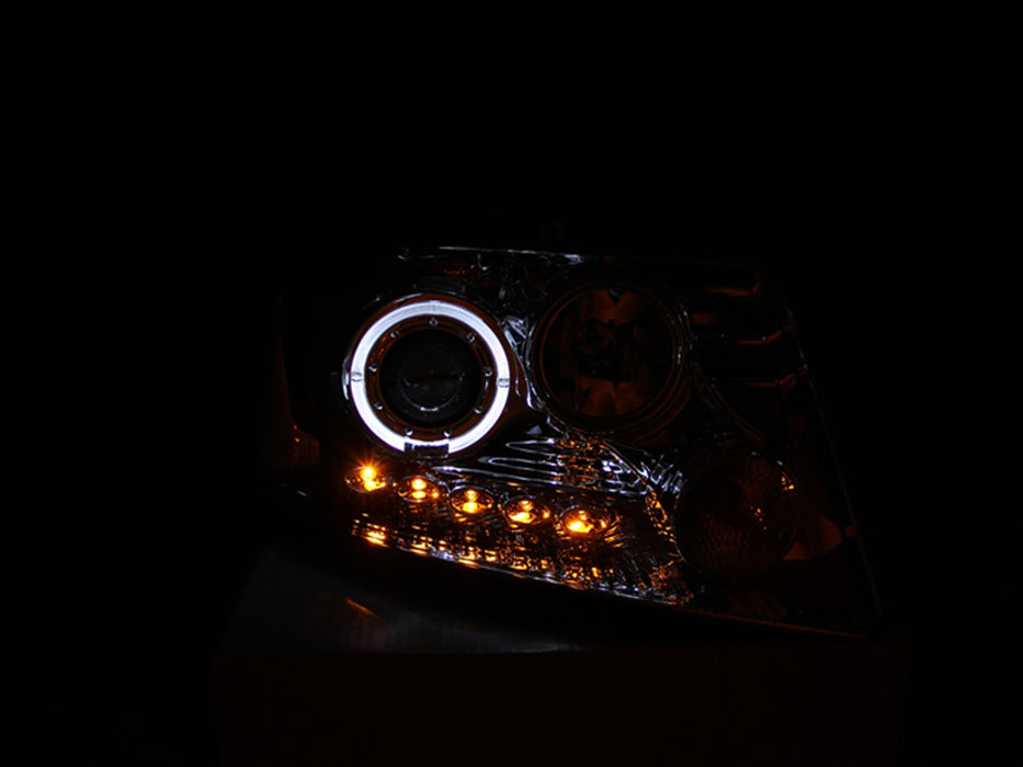 Anzo USA 111029 Projector Headlight Set w/Halo; Clear Lens; Chrome Housing; Pair; w/1 pc. LED; - Truck Part Superstore