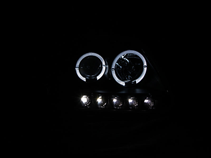 Anzo USA 111031 Projector Headlight Set w/Halo; Clear Lens; Black Housing; Pair; w/1 pc. LED; - Truck Part Superstore
