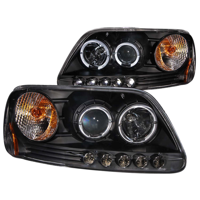 Anzo USA 111031 Projector Headlight Set w/Halo; Clear Lens; Black Housing; Pair; w/1 pc. LED; - Truck Part Superstore