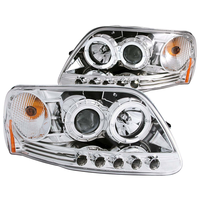 Anzo USA 111032 Projector Headlight Set w/Halo; Clear Lens; Chrome Housing; Pair; w/1 pc. LED; - Truck Part Superstore