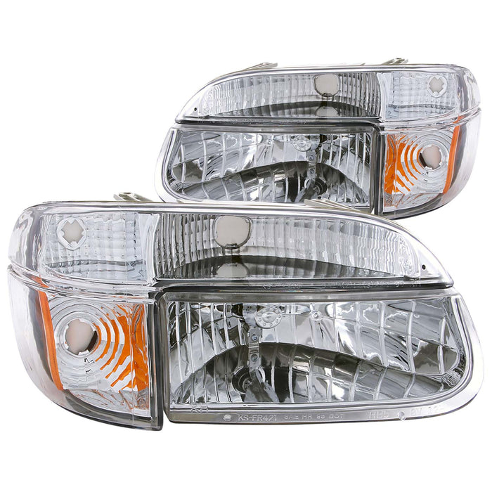 Anzo USA 111040 Crystal Headlight Set; Clear Lens; Chrome Housing; Pair; w/Corner Lights; - Truck Part Superstore