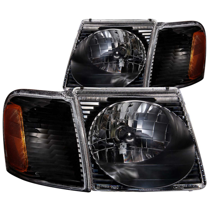 Anzo USA 111041 Crystal Headlight Set; Clear Lens; Black Housing; Pair; - Truck Part Superstore