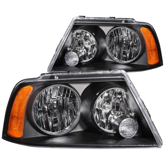 Anzo USA 111045 Crystal Headlight Set; Clear Lens; Black Housing; Pair; - Truck Part Superstore