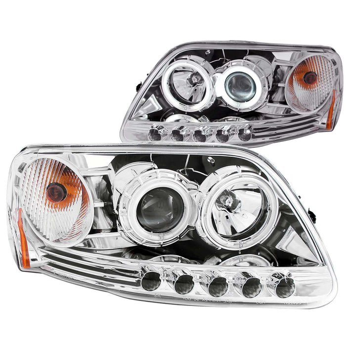 Anzo USA 111054 Projector Headlight Set w/Halo; Clear Lens; Chrome Housing; Pair; - Truck Part Superstore