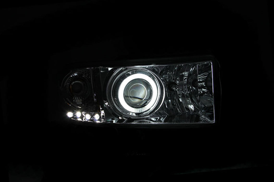 Anzo USA 111056 Projector Headlight Set w/Halo; Clear Lens; Chrome Housing; Pair; CCFL; - Truck Part Superstore