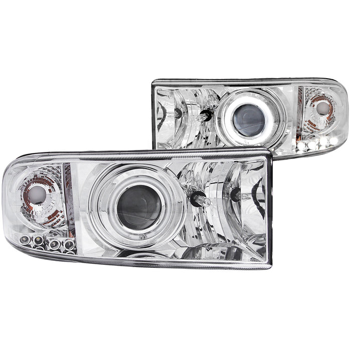 Anzo USA 111056 Projector Headlight Set w/Halo; Clear Lens; Chrome Housing; Pair; CCFL; - Truck Part Superstore