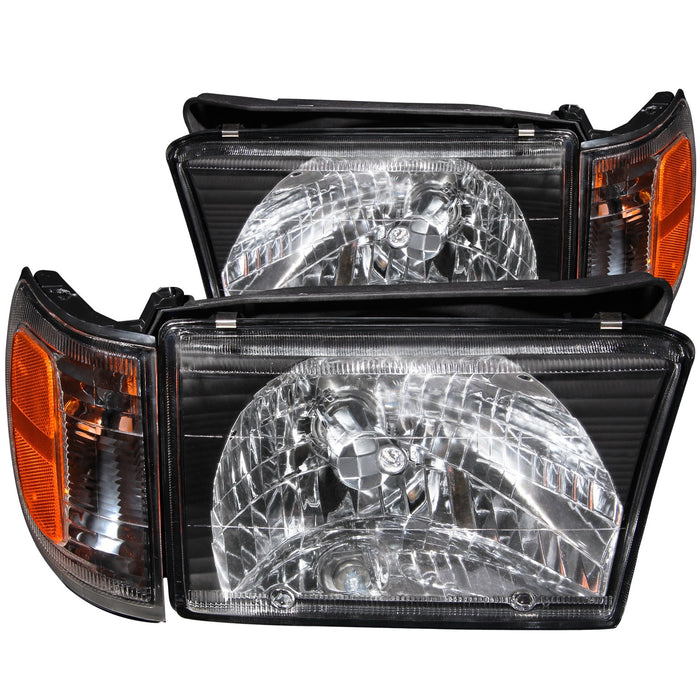 Anzo USA 111077 Crystal Headlight Set; Clear Lens; Black Housing; Pair; - Truck Part Superstore