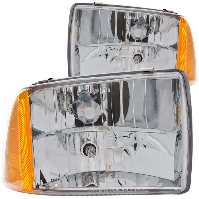 Anzo USA 111078 Crystal Headlight Set; Clear Lens; Chrome Housing; Pair; - Truck Part Superstore