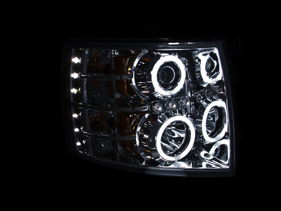 Anzo USA 111086 Projector Headlight Set w/Halo; Clear Lens; Chrome Housing; Pair; CCFL; - Truck Part Superstore