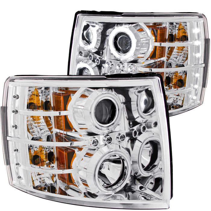 Anzo USA 111086 Projector Headlight Set w/Halo; Clear Lens; Chrome Housing; Pair; CCFL; - Truck Part Superstore