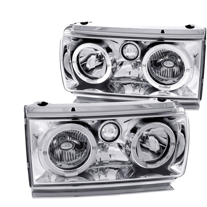 Anzo USA 111092 Crystal Headlight Set w/Halo; Clear Lens; Chrome Housing; Pair; - Truck Part Superstore