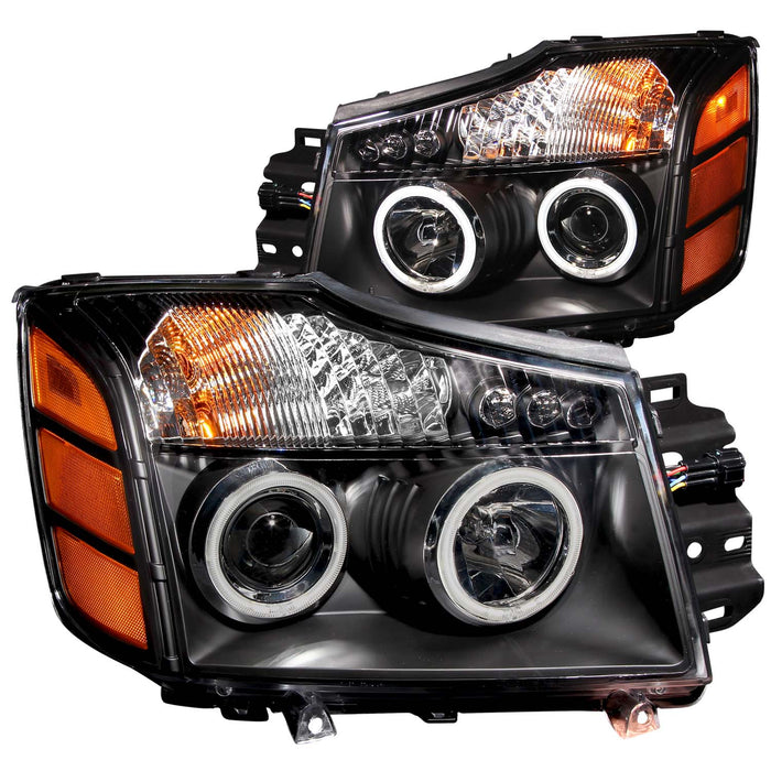 Anzo USA 111095 Projector Headlight Set w/Halo; Clear Lens; Black Housing; Pair; CCFL; - Truck Part Superstore