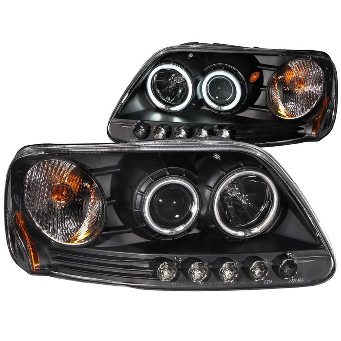 Anzo USA 111097 Projector Headlight Set w/Halo; Clear Lens; Black Housing; Pair; CCFL; - Truck Part Superstore