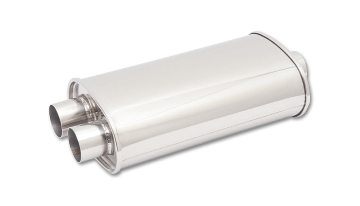 Vibrant Performance 1110 STREETPOWER Oval Muffler; 2.5 in. Inlet; Center In / Dual Out; w/5 in. Tip; - Truck Part Superstore