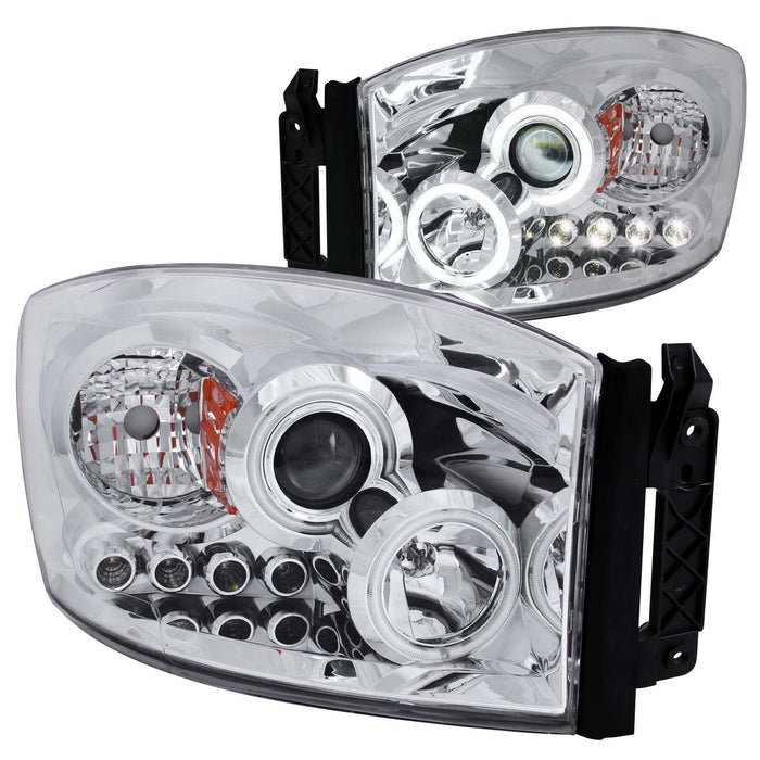 Anzo USA 111103 Projector Headlight Set w/Halo; Clear Lens; Chrome Housing; Pair; CCFL; - Truck Part Superstore