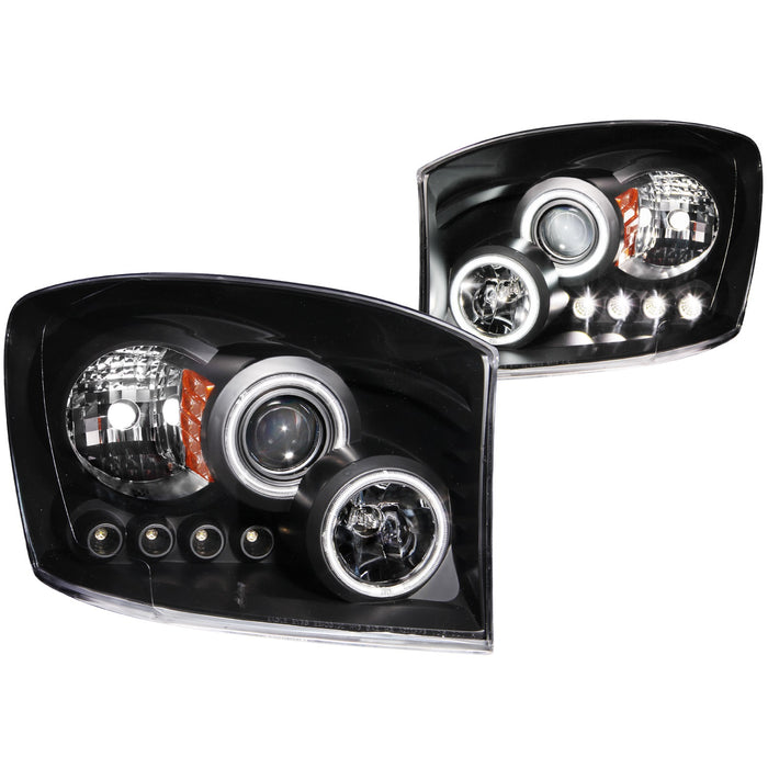 Anzo USA 111104 Projector Headlight Set w/Halo; Clear Lens; Black Housing; Pair; CCFL; - Truck Part Superstore