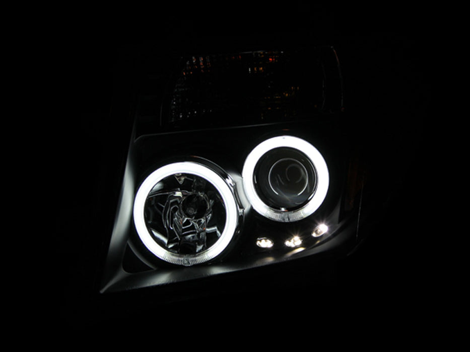 Anzo USA 111111 Projector Headlight Set w/Halo; Clear Lens; Black Housing; Pair; CCFL; - Truck Part Superstore
