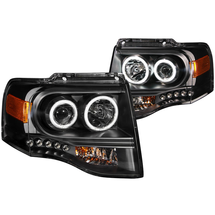 Anzo USA 111113 Projector Headlight Set w/Halo; Clear Lens; Black Housing; Pair; CCFL; - Truck Part Superstore