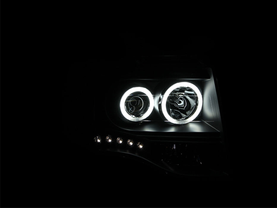 Anzo USA 111113 Projector Headlight Set w/Halo; Clear Lens; Black Housing; Pair; CCFL; - Truck Part Superstore
