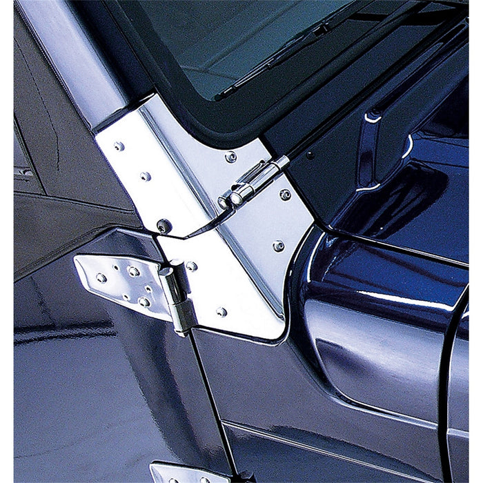 Rugged Ridge 11112.02 Windshield Hinge; Pair; Stainless Steel; - Truck Part Superstore