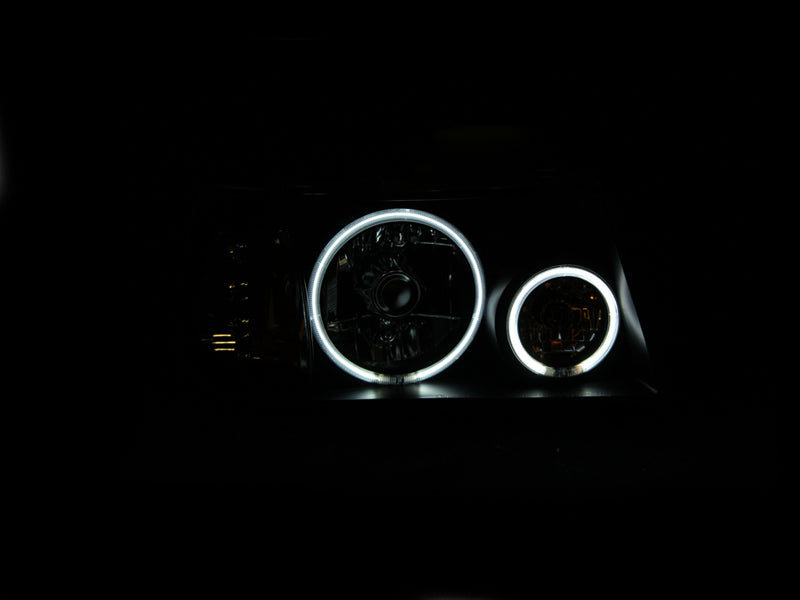Anzo USA 111152 Crystal Headlight Set w/Halo; Clear Lens; Black Housing; Pair; CCFL; 1 pc.; - Truck Part Superstore