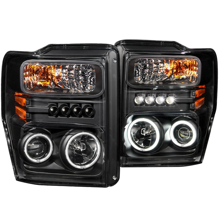 Anzo USA 111168 Projector Headlight Set w/Halo; Clear Lens; Black Housing; Pair; CCFL; - Truck Part Superstore