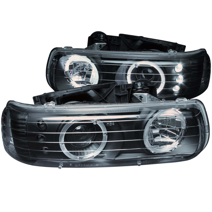Anzo USA 111189 Projector Headlight Set w/Halo; Clear Lens; Black Housing; Pair; - Truck Part Superstore