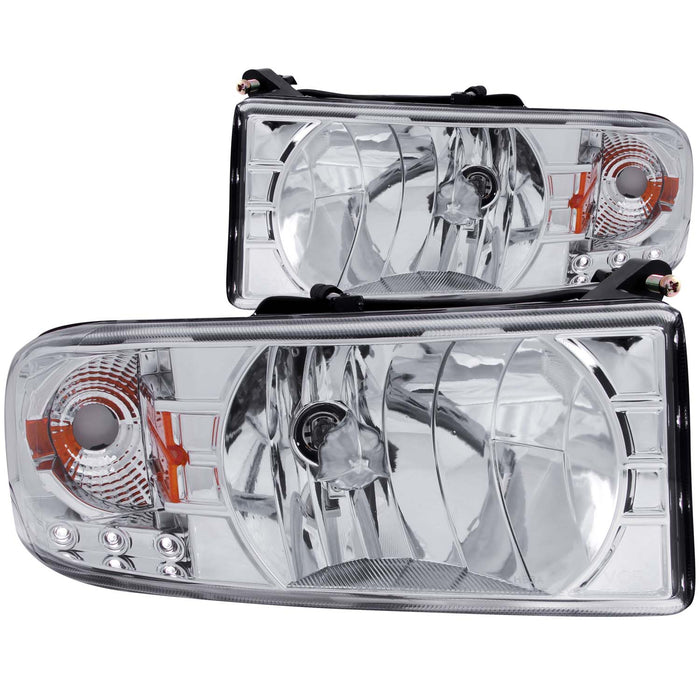 Anzo USA 111206 Crystal Headlight Set; Clear Lens; Chrome Housing; Pair; w/1 pc. LED; - Truck Part Superstore