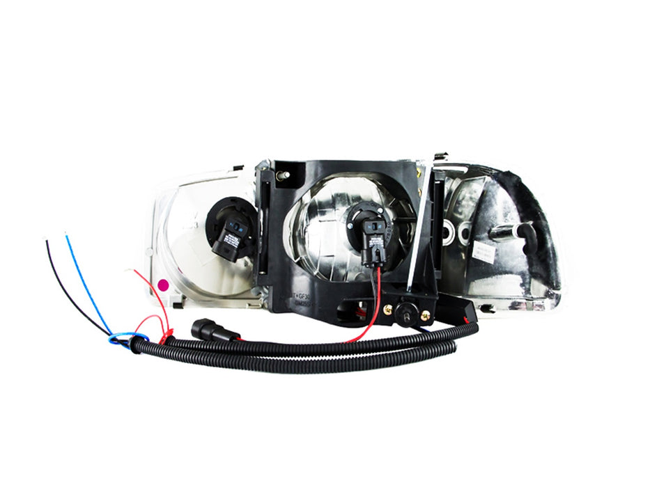 Anzo USA 111208 Crystal Headlight Set w/Halo; Clear Lens; Chrome Housing; Pair; w/1 pc. LED; - Truck Part Superstore